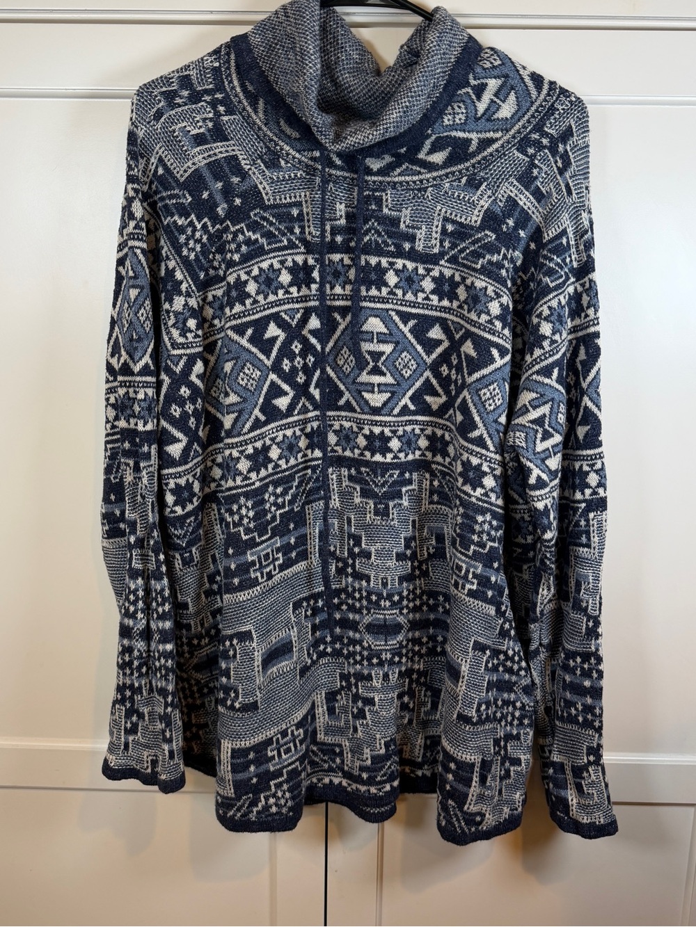 Chaps Aztec Sweater 3X Southwestern Cowl Neck Cozy Pullover